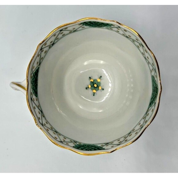 VINTAGE Meissen Indian Painting Green- Flat Cup & Saucer Set - Flowers Gold Trim - Picture 10 of 11